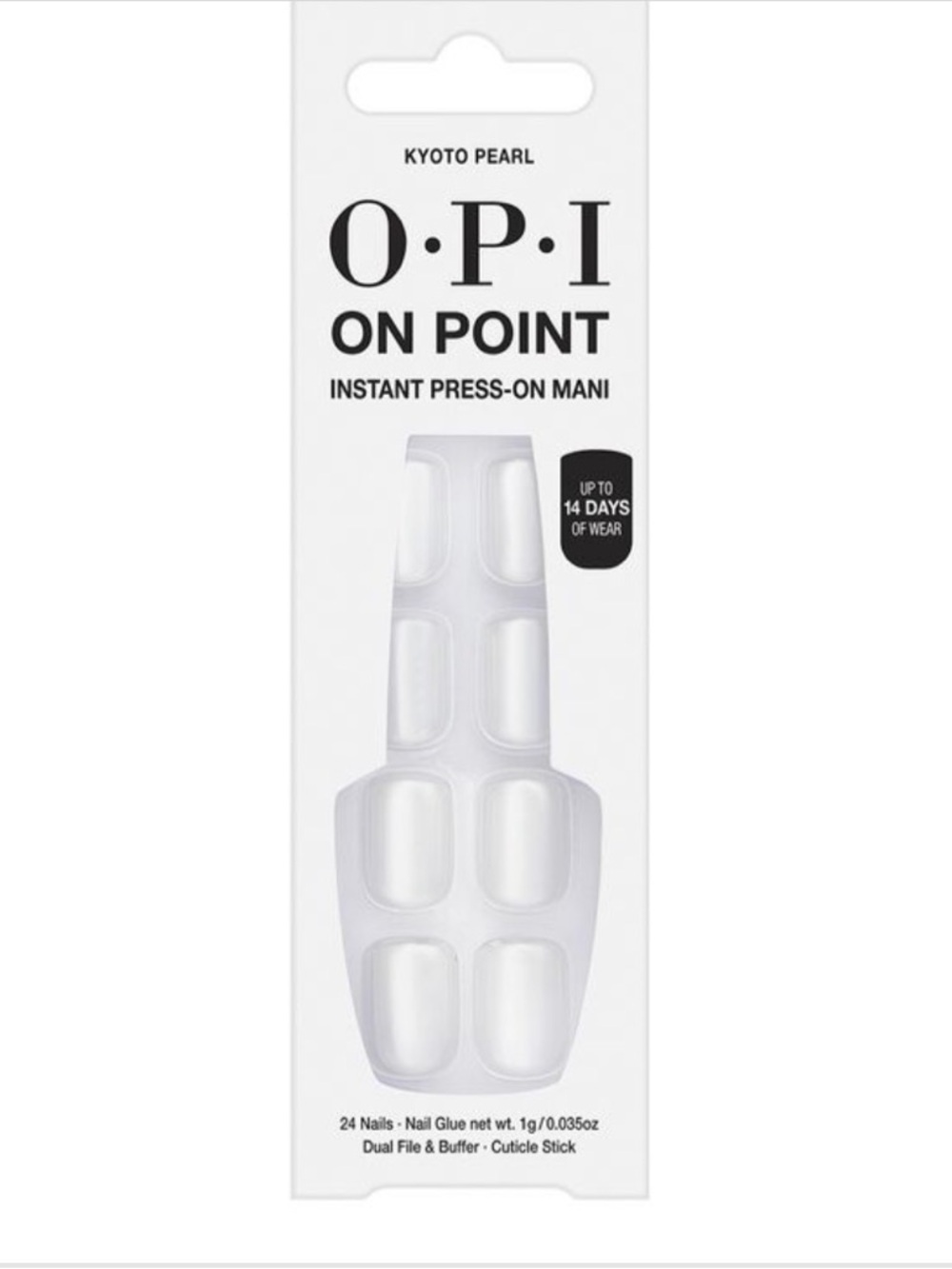 OPI On Point Press-On Nails in Kyoto Pearl - Pearlescent White